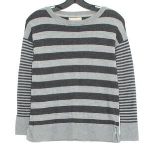 Banana Republic Womens Sweater Merino Wool Stripe Long Sleeve Gray Size XS LO